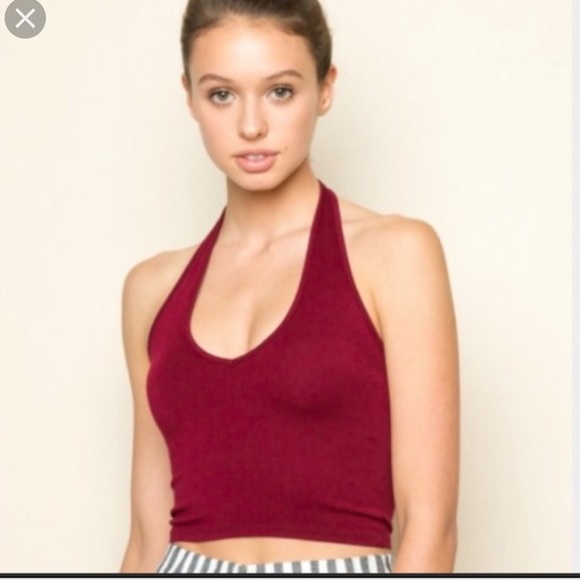 Brandy Melville Tops - Brandy Melville burgundy lena halter